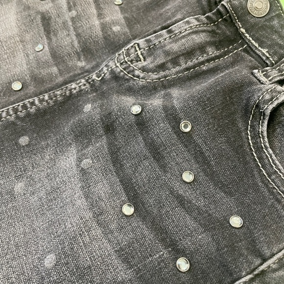 7 For all Mankind Girls Black Denim Embellished Mini Skirt - Picture 2 of 6